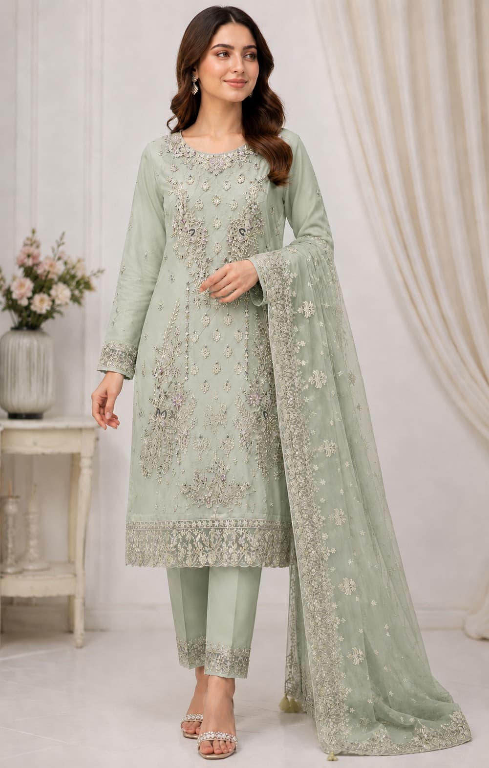 Sahar Luxury Lawn Suit - Handcrafted Pakistani Embroidered Dress