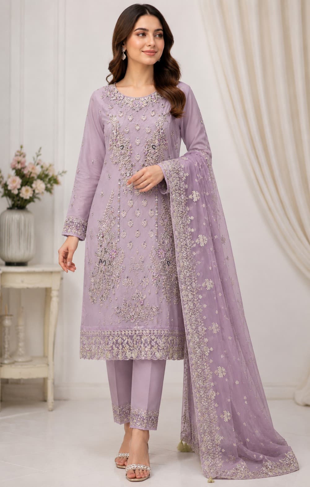 Bahaar Lawn Embroidered Lawn Suit - Handcrafted Pakistani Embroidered Dress