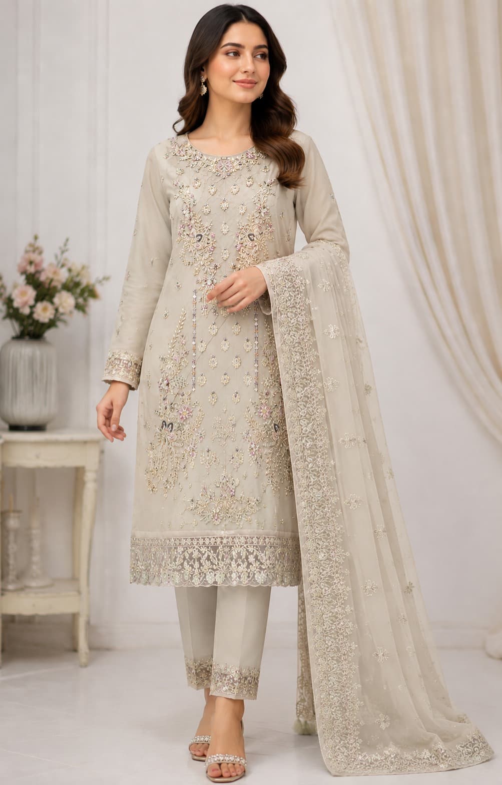 Farah Lawn Luxury Lawn Suit - Handcrafted Pakistani Embroidered Dress