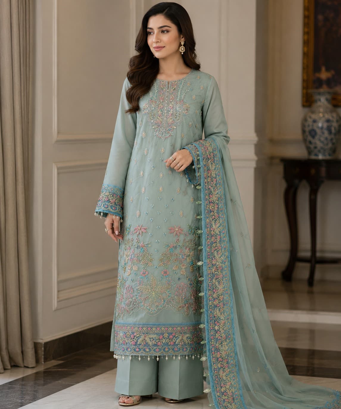 Aira Luxury Lawn Suit - Handcrafted Pakistani Embroidered Dress