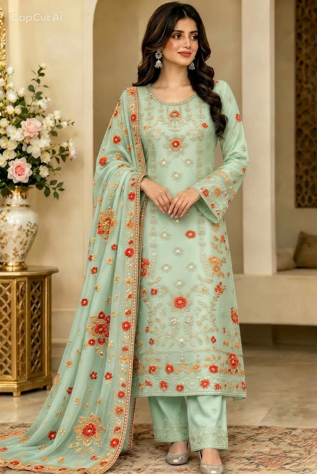 Nisa Lawn Embroidered Lawn Suit - Handcrafted Pakistani Embroidered Dress