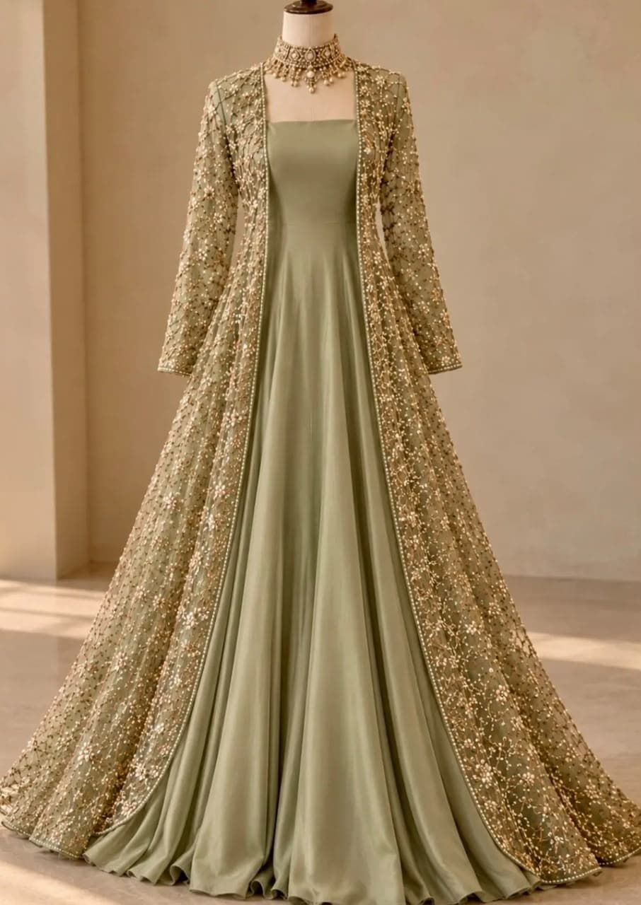Zehra Flora Embroidered Maxi Dress - Handcrafted Pakistani Embroidered Dress