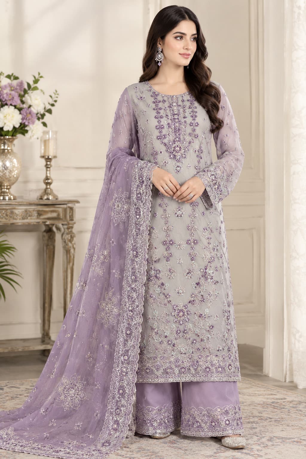 Komal Mist Handcrafted Suit - Handcrafted Pakistani Embroidered Dress