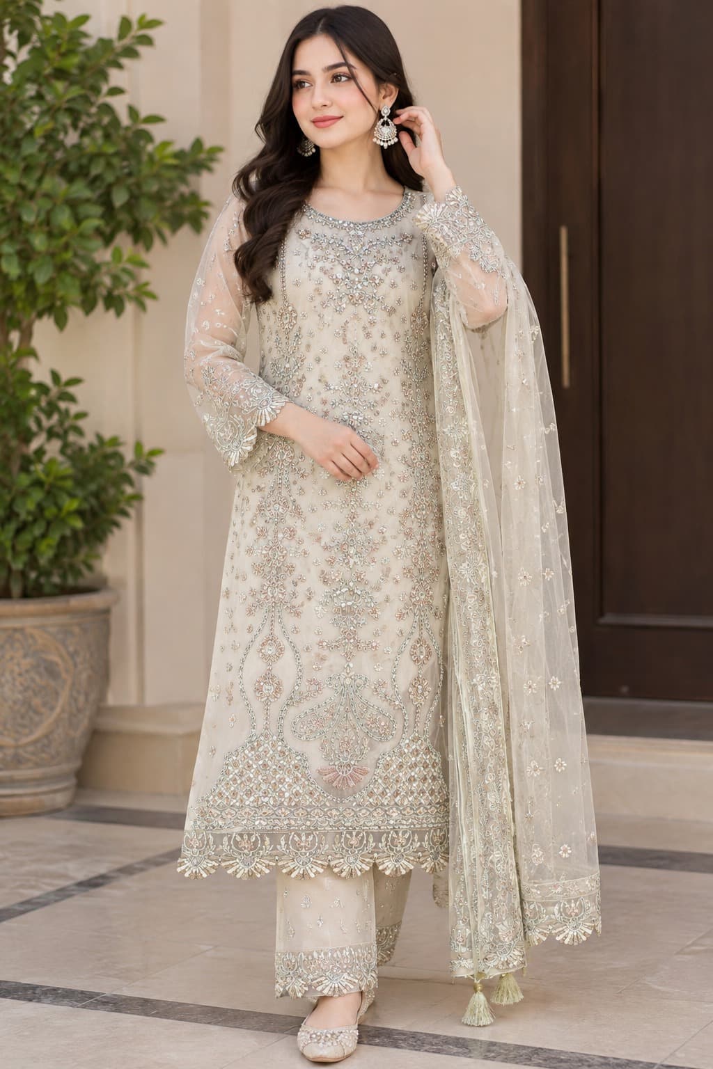 Nimra Stitched Suit - Handcrafted Pakistani Embroidered Dress