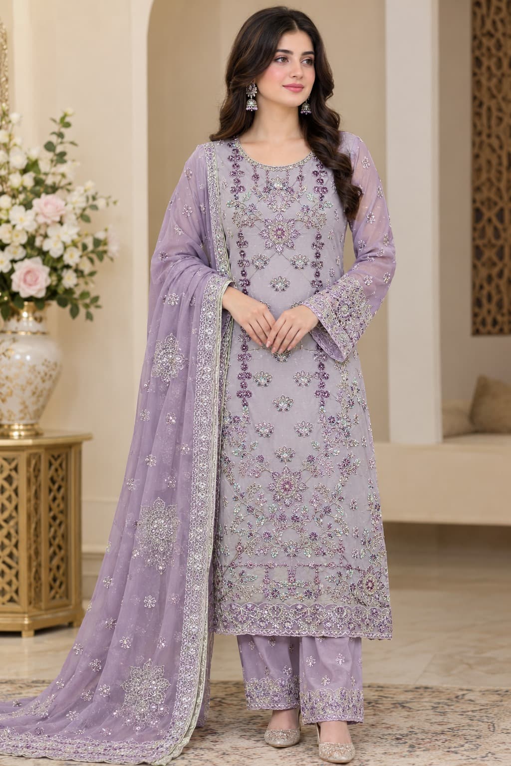Laila Embroidered Suit - Handcrafted Pakistani Embroidered Dress