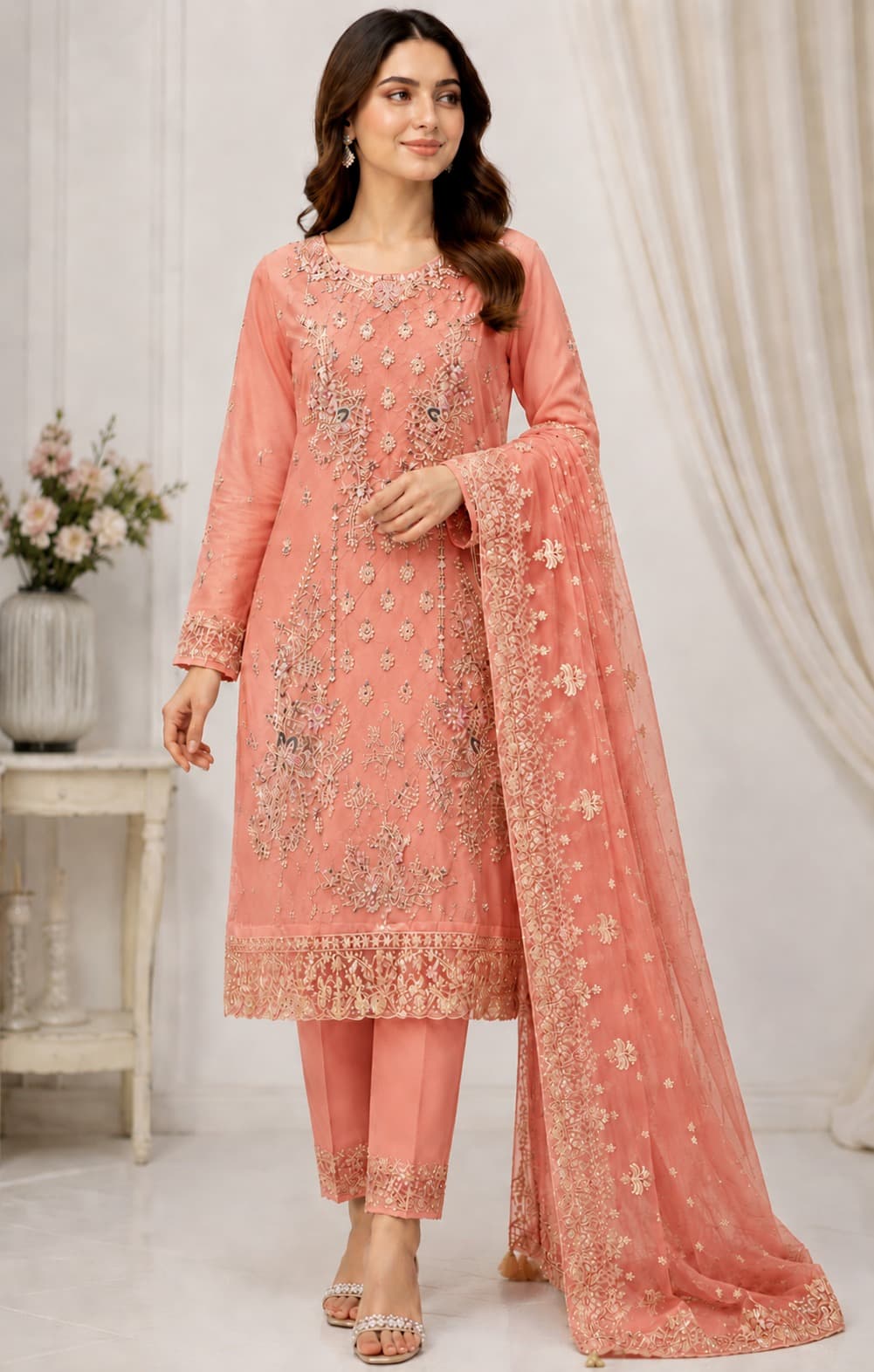 Ayla Handcrafted Party Dress - Handcrafted Pakistani Embroidered Dress