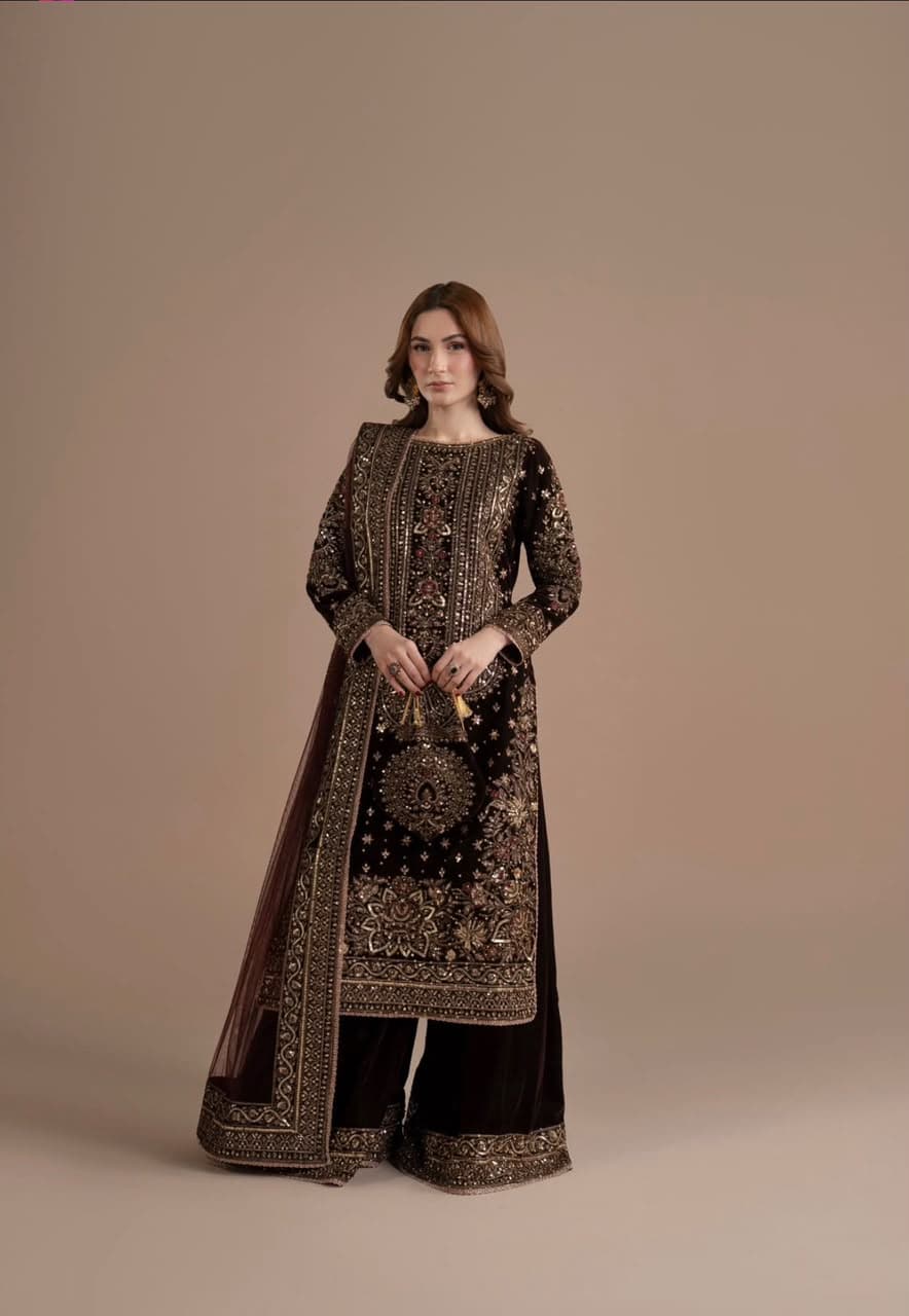 Zunaira Embroidered Party Dress - Handcrafted Pakistani Embroidered Dress