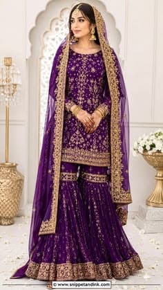 Mumtaz Golden Organza Bridal Peshwas - Handcrafted Pakistani Embroidered Dress