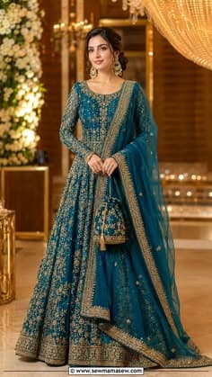 Sitara Emerald Hand-Embroidered Bridal Set - Handcrafted Pakistani Embroidered Dress
