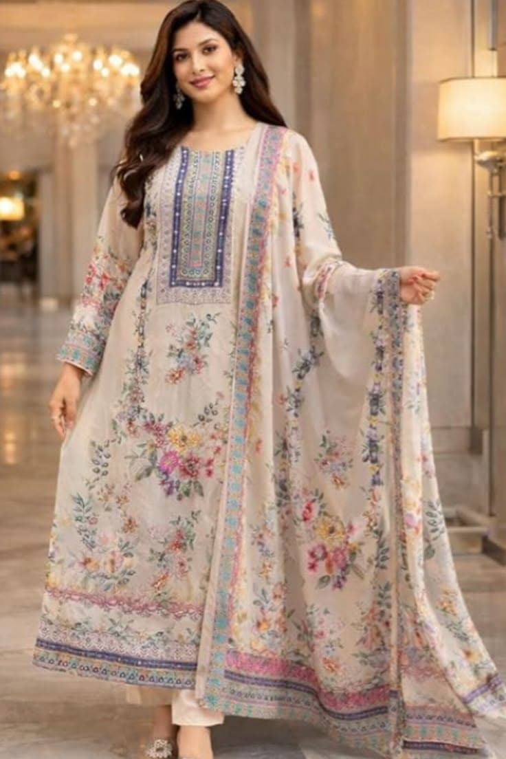 Gul-e-Dawoodi Luxury Embroidered Lawn 3-Piece - Handcrafted Pakistani Embroidered Dress