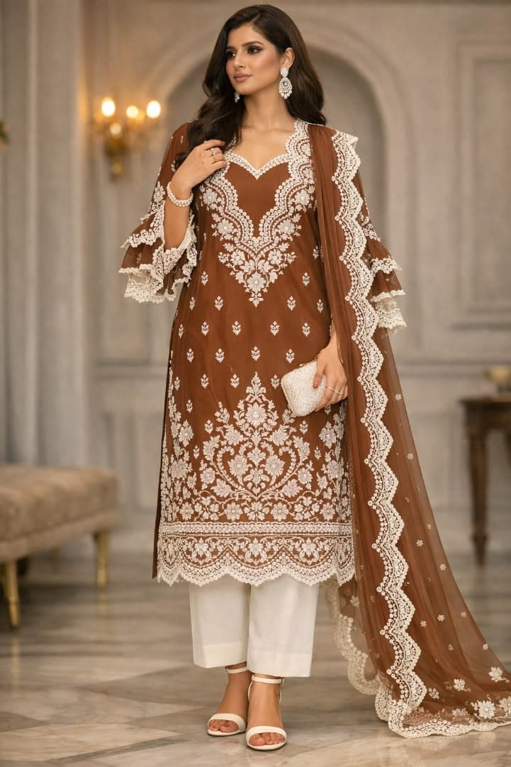 Subh-e-Bahar Mint Green Festive Lawn Set - Handcrafted Pakistani Embroidered Dress