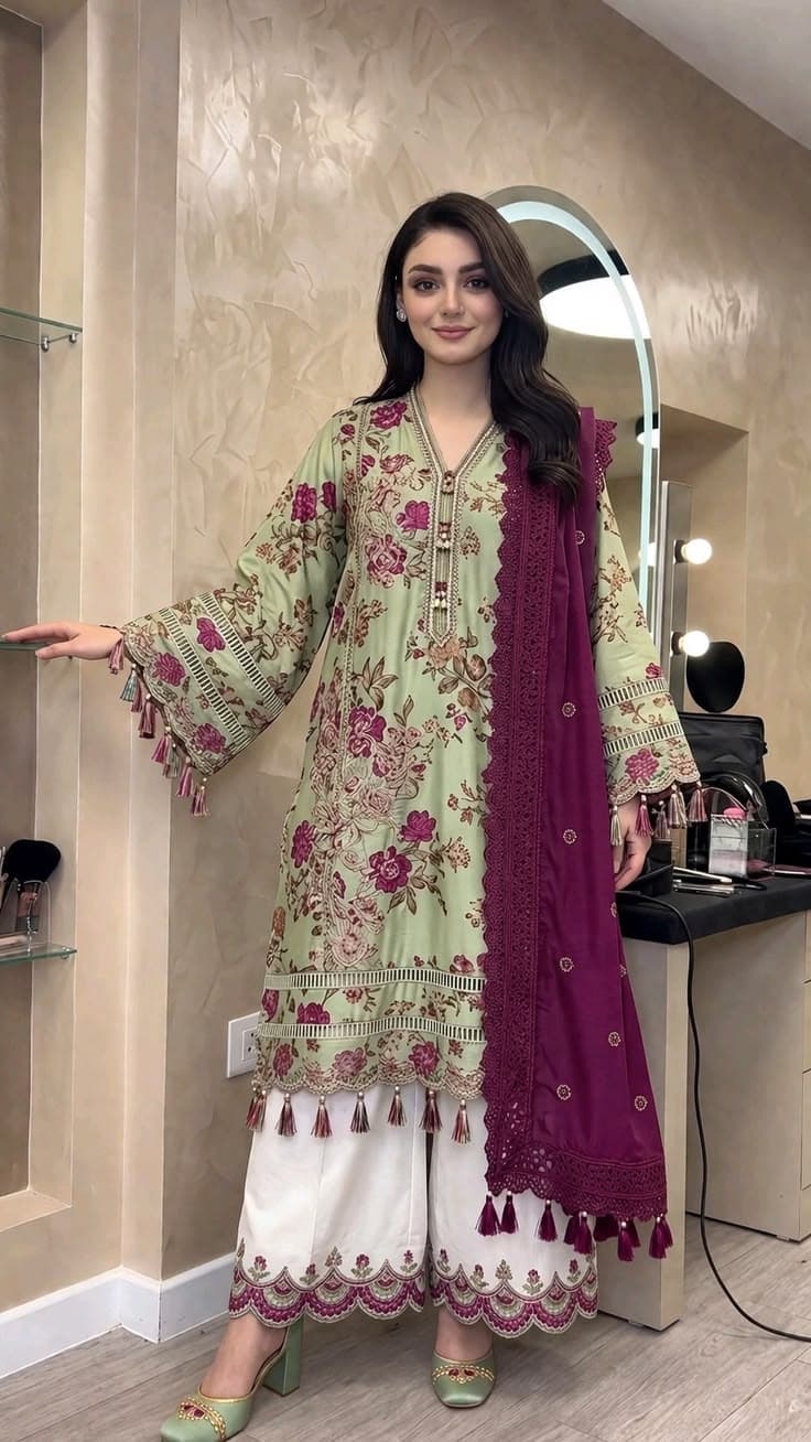 Amber Lawn Luxury Lawn Suit - Handcrafted Pakistani Embroidered Dress
