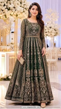 Ishq Crimson Red Floor-Length Embroidered Maxi - Handcrafted Pakistani Embroidered Dress