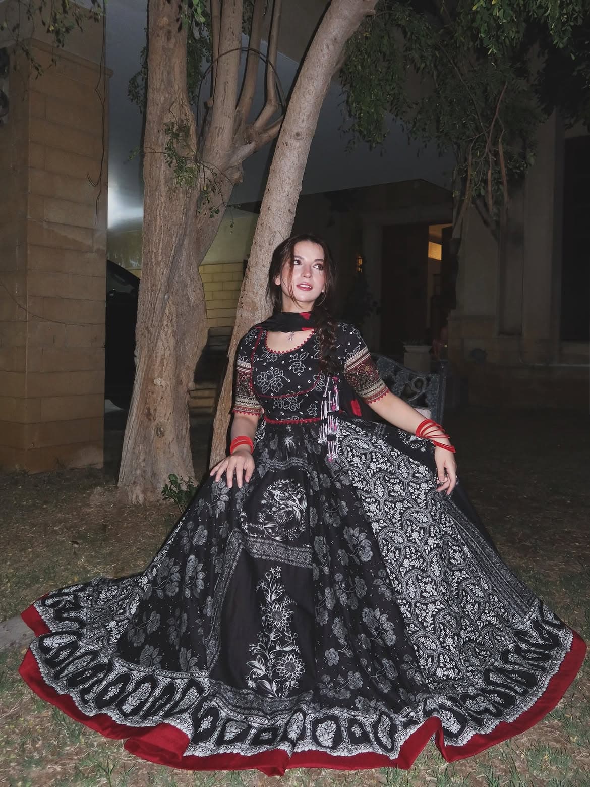Fiza Rose Gold Embroidered Festive Gown - Handcrafted Pakistani Embroidered Dress