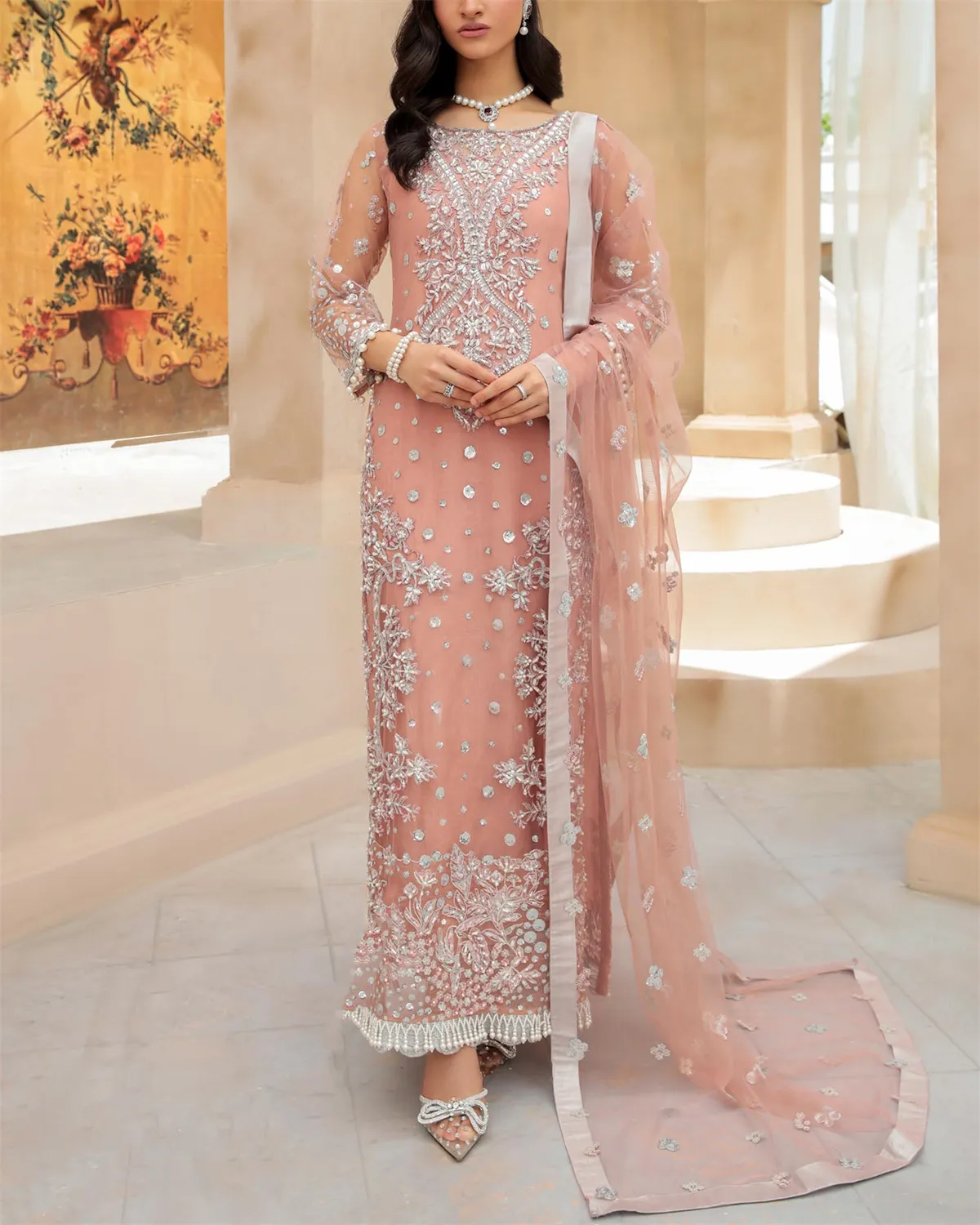 Afreen Midnight Navy Resham Embroidered Set - Handcrafted Pakistani Embroidered Dress