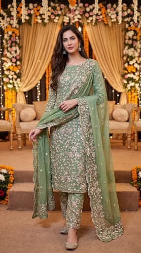 Pariwash Embroidered Party Dress - Handcrafted Pakistani Embroidered Dress