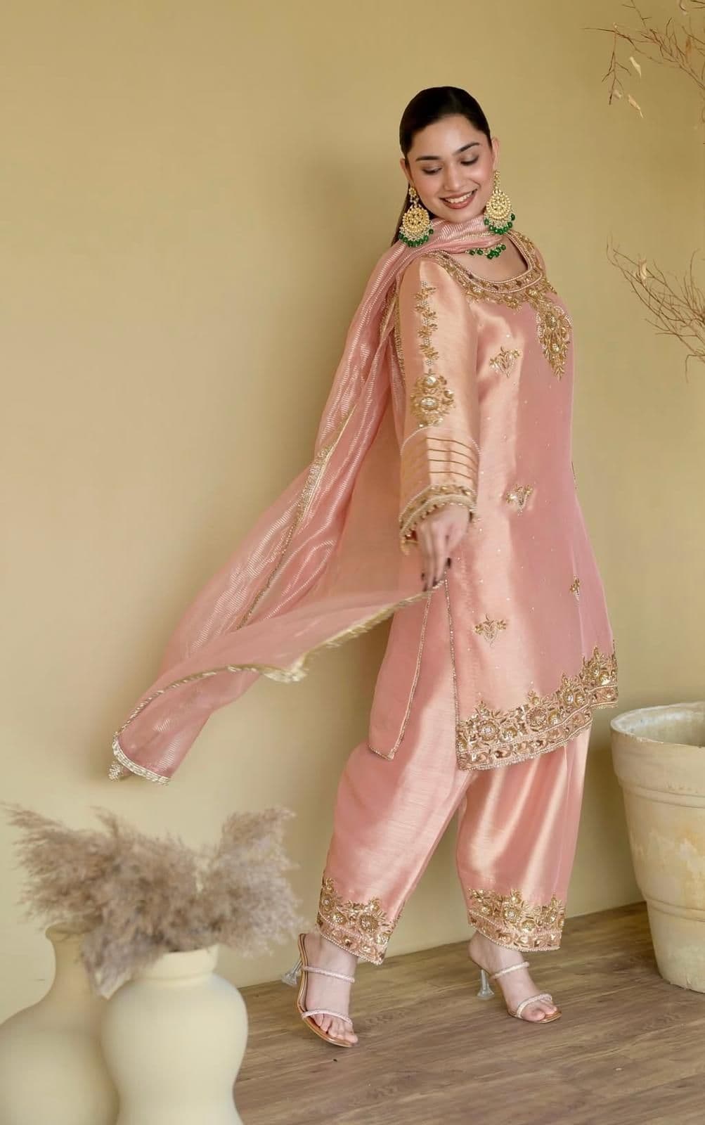 Gharana Set Festive Party Dress - Handcrafted Pakistani Embroidered Dress