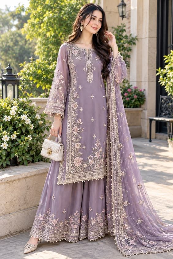 Nigarish Festive Party Dress - Handcrafted Pakistani Embroidered Dress
