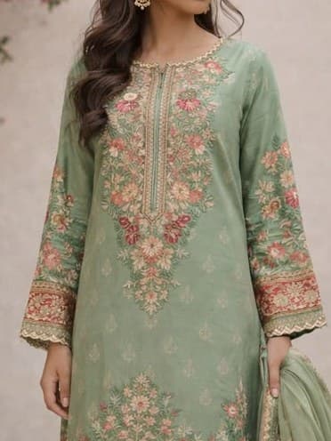 Bagh-e-firdous Schiffli Lawn Dress Embroidered Lawn Suit thumbnail 2