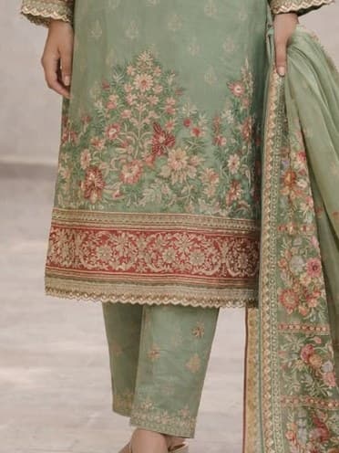 Bagh-e-firdous Schiffli Lawn Dress Embroidered Lawn Suit thumbnail 3