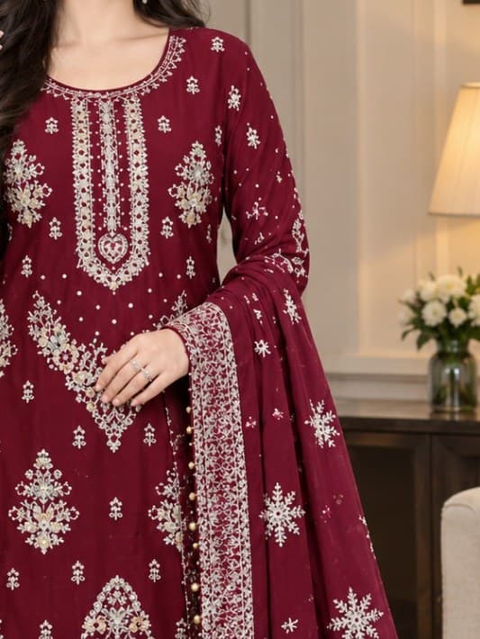 Farzana Embroidered Party Dress thumbnail 2