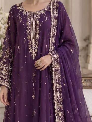 Shama Metallic Embroidered Party Dress thumbnail 2